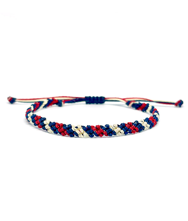 MACRAME WAXED BRACELET RED AND BLUE